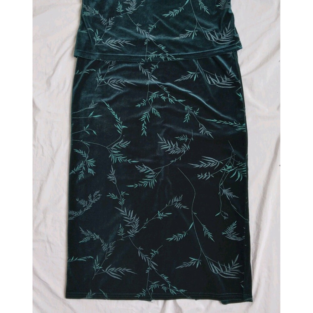 Vintage Kathie Lee Womens Velvet Maxi Dress Dark Green Holiday Women's Large - Picture 3 of 12